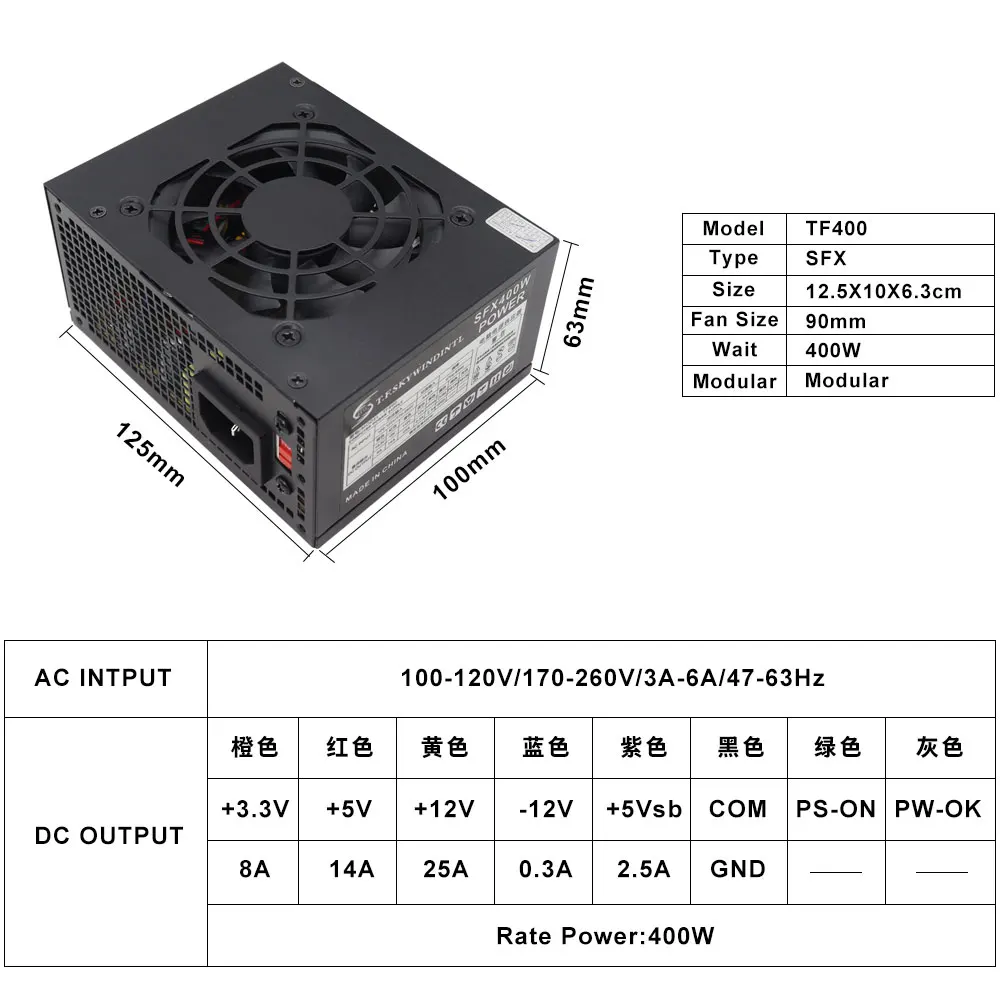 Real Watts 300w 400W SFX Computer Power Supply POWER SUPPLIES Mini ITX Solution Micro ATX SFX 300W Power Supply