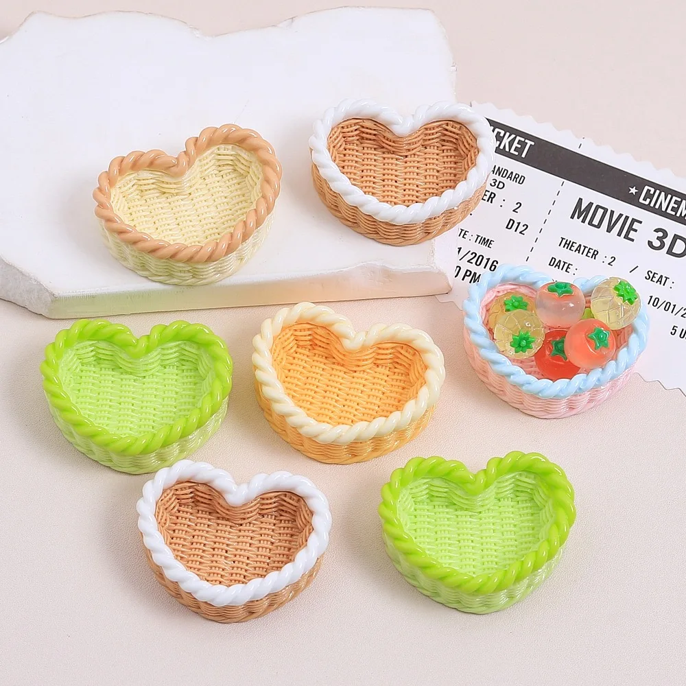 

Новая 3D корзина в форме сердца, кабошон из смолы, 10 шт., поделки из смолы для украшения своими руками, аксессуары, оптовая продажа, орнамент, оптовый поставщик