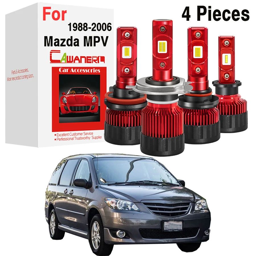 

4 X 30W Car Front Headlight High Low Beam For Mazda MPV (LV, LW) 1988-2006 LED Headlamp Bulb Hi/Lo Beam 6000LM 12V