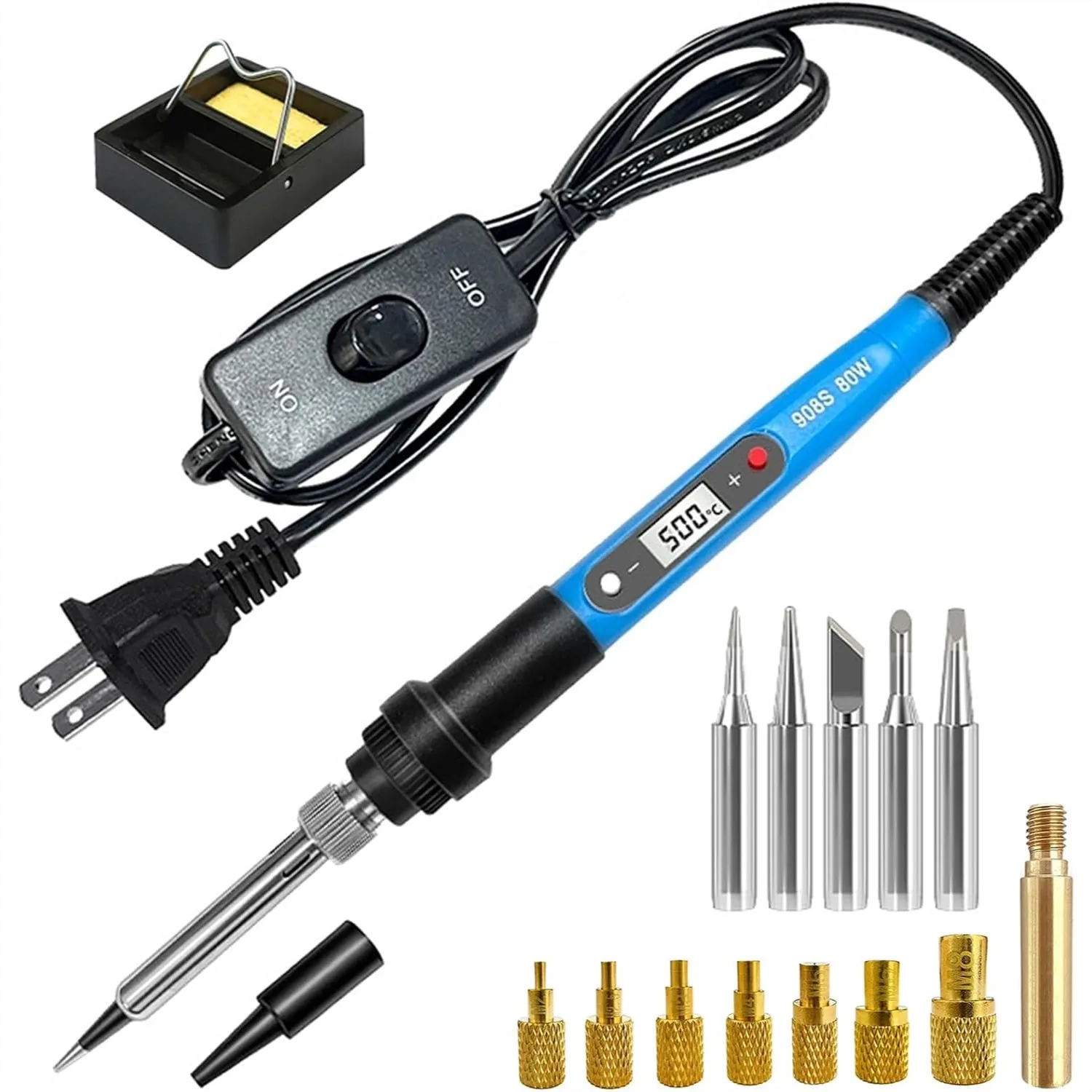 

80W 110V LCD Soldering Iron Heat Set Insert Tool with 16-in-1 Kit, Adjustable 180-500°C for Electronics