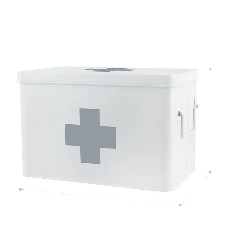 

Portable Family Medicine Box Essential Emergency Storage with Handle Metal Material Compact First Aid Container