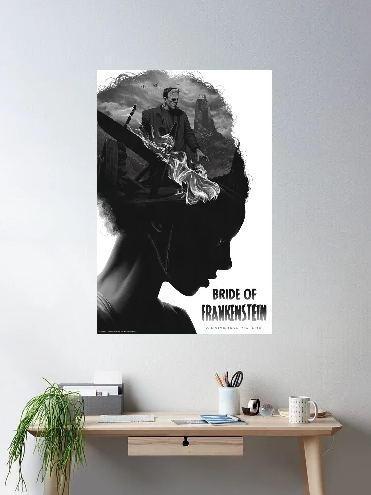 

Bride of Frankenstein Movie Art Print Canvas Poster, Living Room Decor, Home Wall Picture