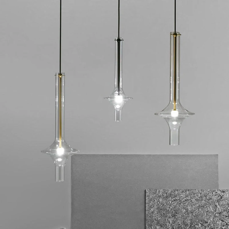 Moderno Vidro Transparente Única Cabeça Lustre, Iluminação Pingente, Luminária LED, Decoração Do Quarto, Sala De Jantar, Sala De Estar, Ouro, E14