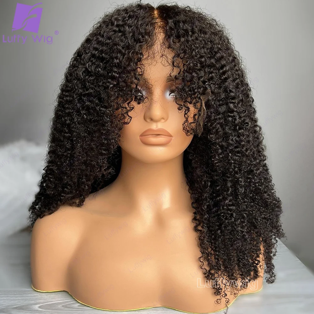 Afro Kinky Curly 5x5 Pu Silk Base Human Hair Wigs Brazilian Remy 13x6 HD Lace Front Wig 200 Density Closure Wig For Black Women
