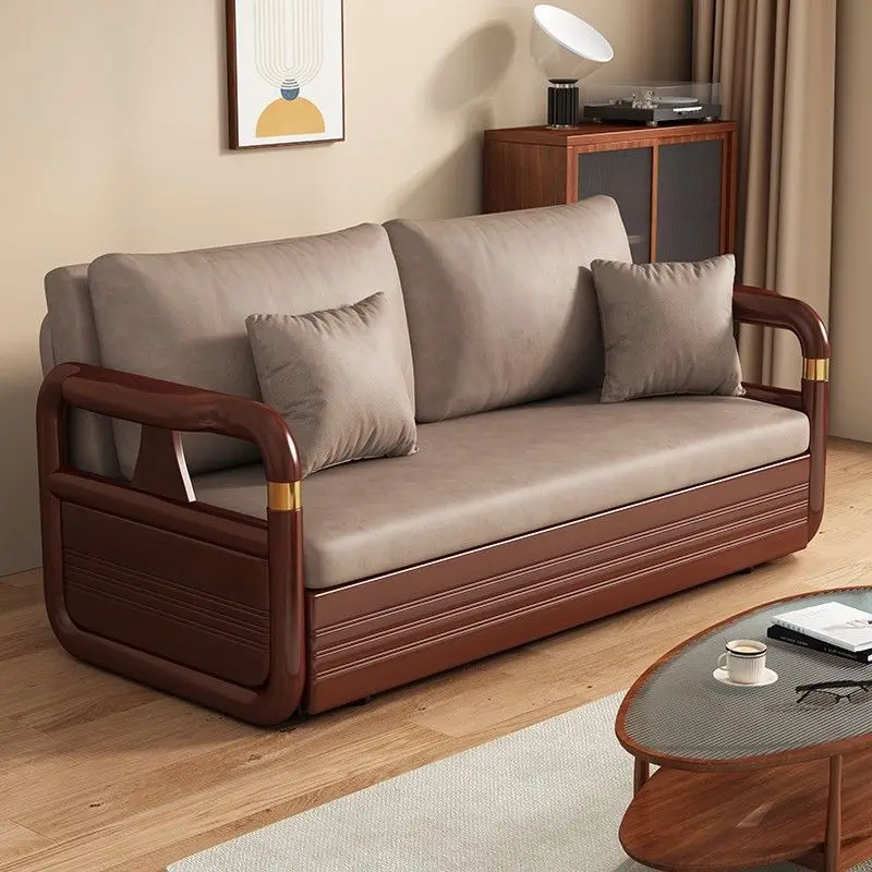 DSA matte cloth solid wood foldable living room study, dual-purpose multi-functional small apartment single double push-pull