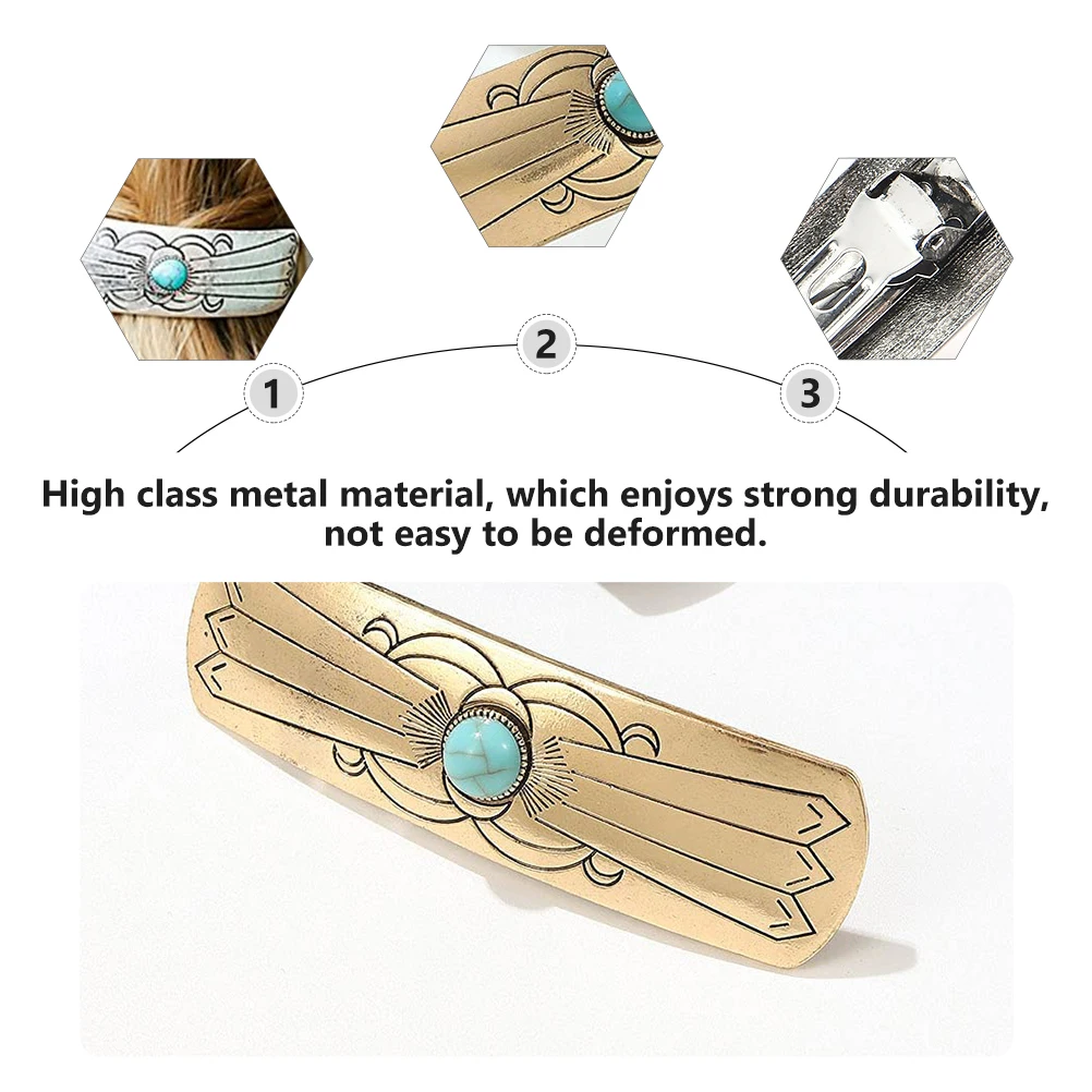 

2pcs Navy Retro Hair Clips Vintage Alloy Hairpins Non-Slip Lightweight Durable Girls Women Hair Accessories Barrettes for Daily