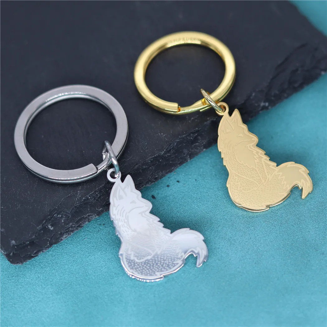 Nedar موضة الفولاذ المقاوم للصدأ الثعلب الحيوان قلادة كيرينغ للنساء الرجال المفاتيح مجوهرات هدايا زوجين مفتاح سلسلة الحلي