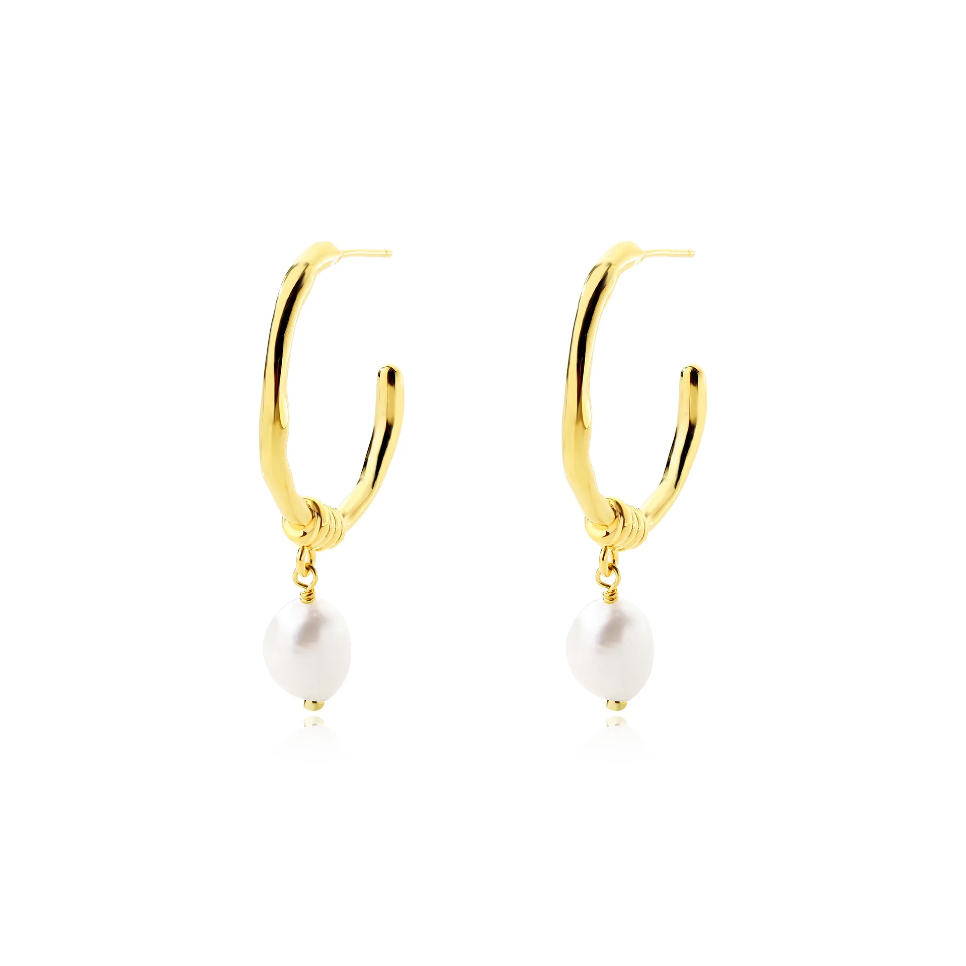 C-shaped Baroque Pearl Earrings for Women Silver Needle Fashion Light Luxury Retro