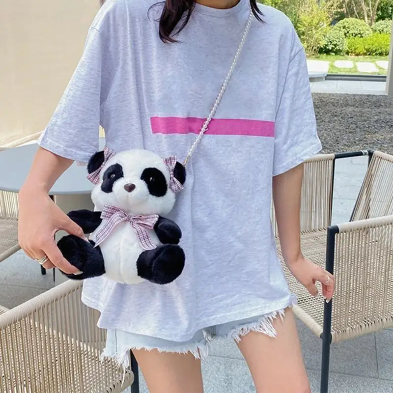 49MF hoạt hình panda túi vai dành cho trẻ phụ nữ dễ thương đồng tiền cổ cô gái sang trọng trong túi mùa