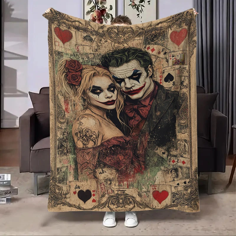 

8 Sizes Clown Joker Printed Blanket Warm and Soft for Home Travel Blanket Sofa Bedding Camping Picnic Car Office Cover Blanket