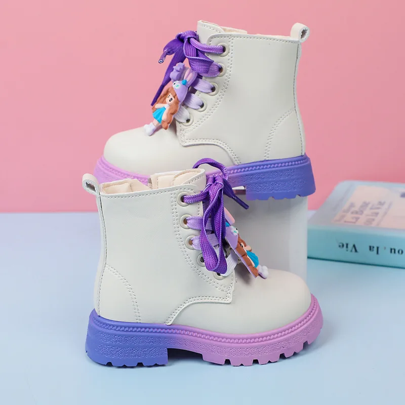 Kids Barbie Shoes Children Short Boots Fashion Anime Barbie Single Boots Girls Ankle Boots 2024 New Casual Shoes Size 22-33