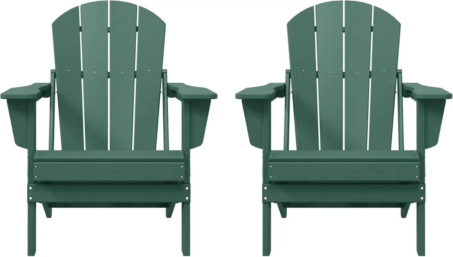 Outdoor  Chairs Set of 2 Plastic Fire Pit Chair Weather Resistant Folding Patio Lawn Chair for Outside Deck Garden Dark Green