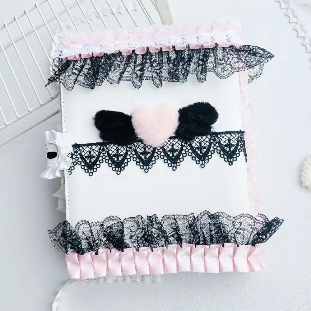 Dolce Rosa Freddo Nero Tesserino Album A5 Raccoglitore Idole Kpop Raccoglitore per foto con cuore Toploader Arco Materiale scolastico fatto a mano