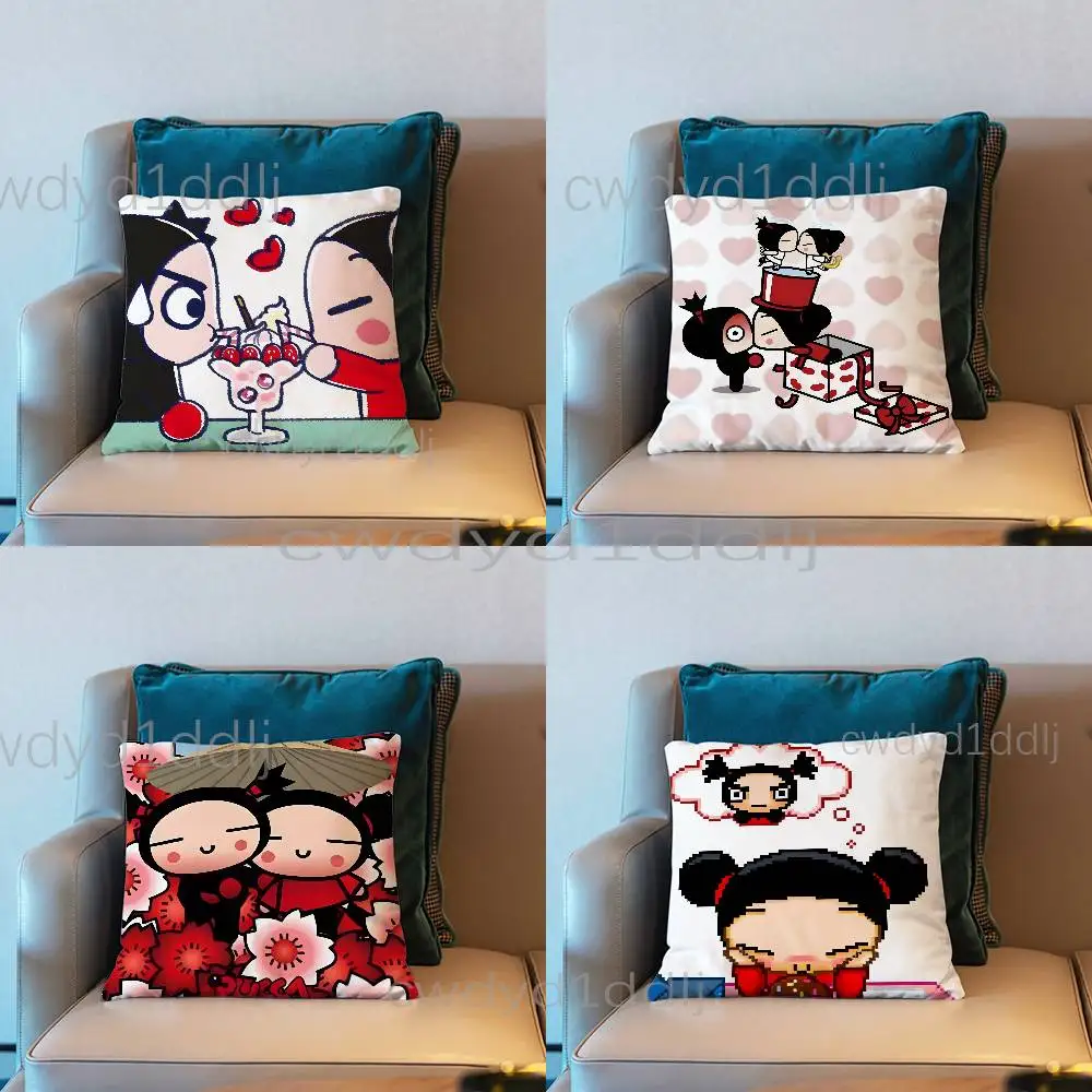 

Cute Cartoon Pucca Garu Pillow Case Cover Square Sofa With For Pattern Comfortable Cushion suitable Of Room