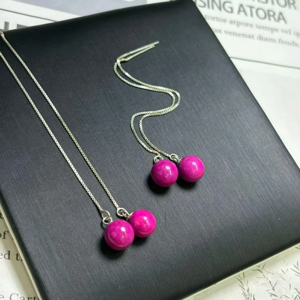 

Серьги-шары из натурального фосфосидерита S925, целебный камень, аксессуары для рукоделия, подарок на праздник/день рождения, 1 комплект