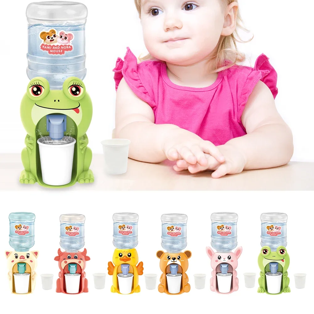 Mini Water Dispenser Cute Baby Toy Drinking Water Cooler Lifelike Children Cartoon Simulation Device for Kid Home Decor Ornament 