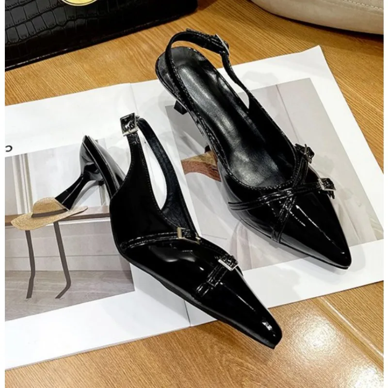 

Big Size Footwear Wine Red Women High Heels Shoes Fashion Pointed Toe Pumps Ladies Thin Heels Shoes Female Slingbacks Slides