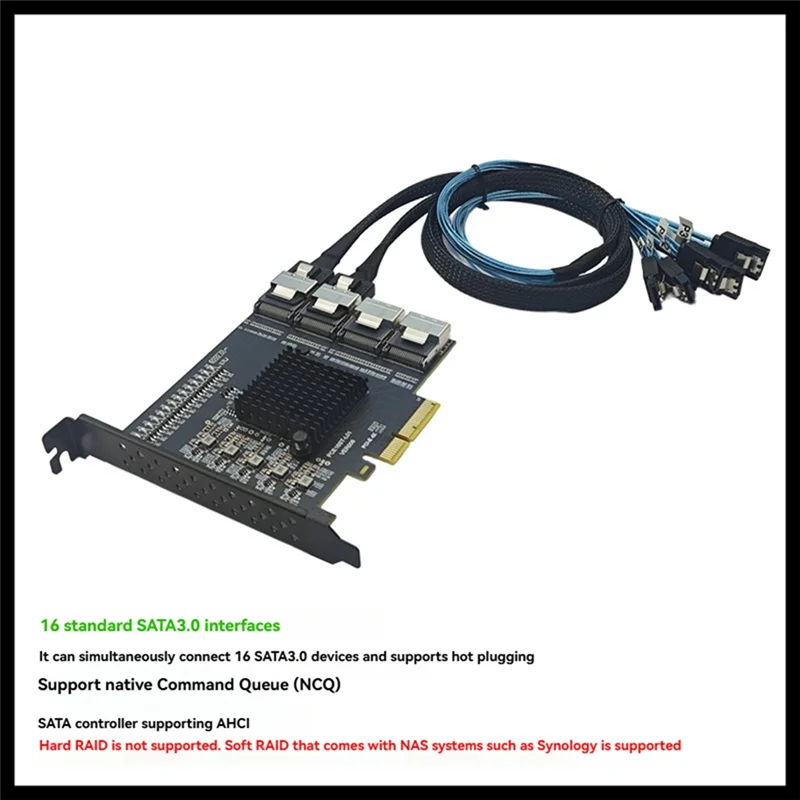 Neu - PCI-E zu MINI SAS SFF-8087 Adapter 16 Port SATA 3.0 6 Gbit/s SSD Adapter für Bergbau