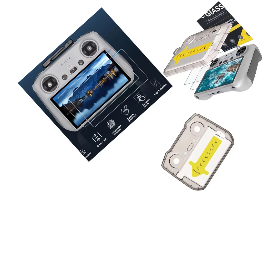 

for DJI Air 3 RC 2 HD Tempered Glass Screen Protector for DJI RC and RC 2 Controller with Auto Alignment Kit 2pcs