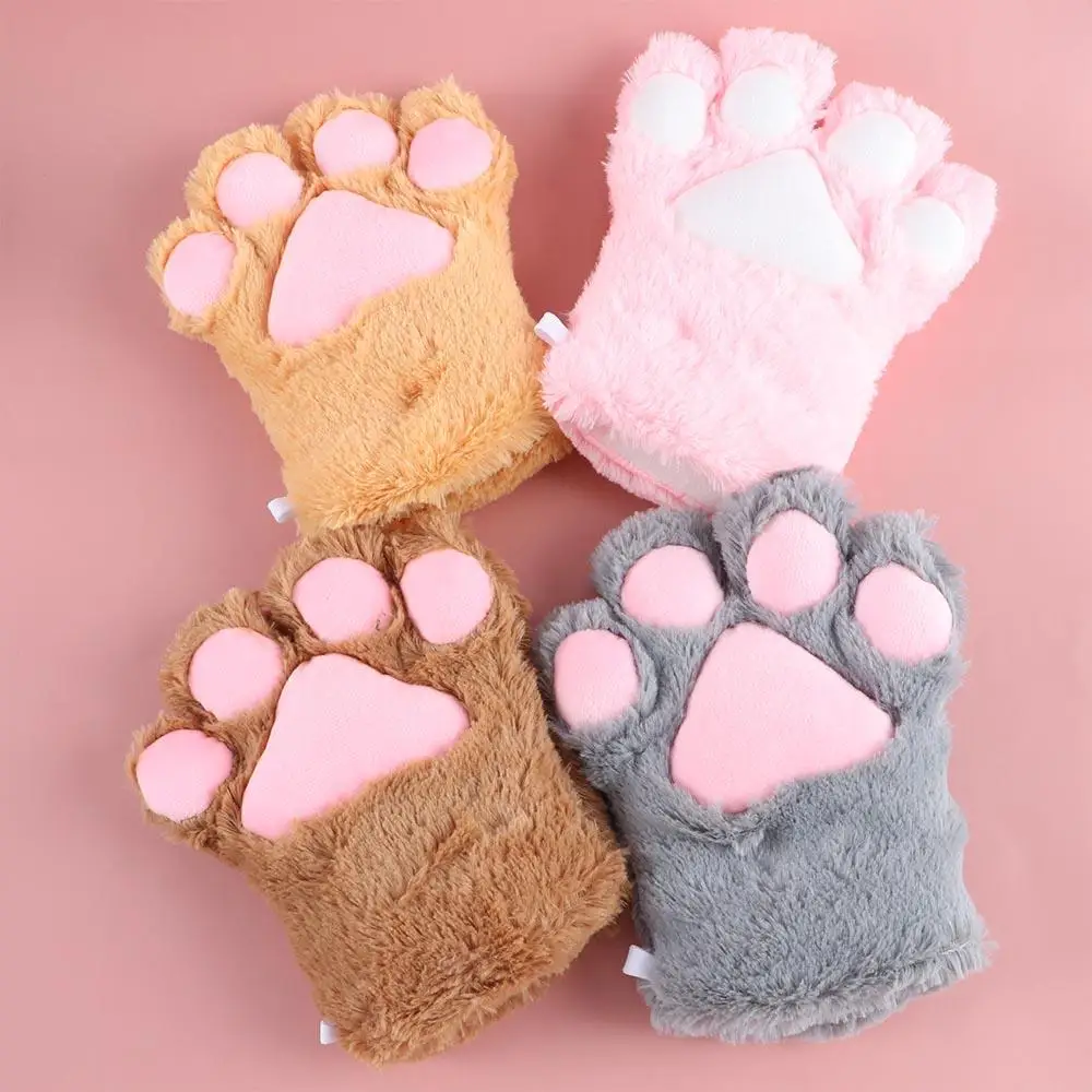 

New Cute For Women Fluffy Anime Cosplay Gloves Plush Cat Claw Gloves Paw Mittens