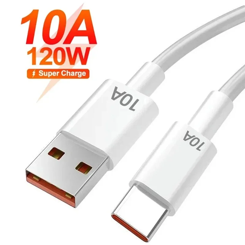 120W 10A Super Fast Charging Type C USB Cable for Huawei Nova Honor Xiaomi Redmi POCO OPPO Realme iQOO USB C Quick Charger Cable