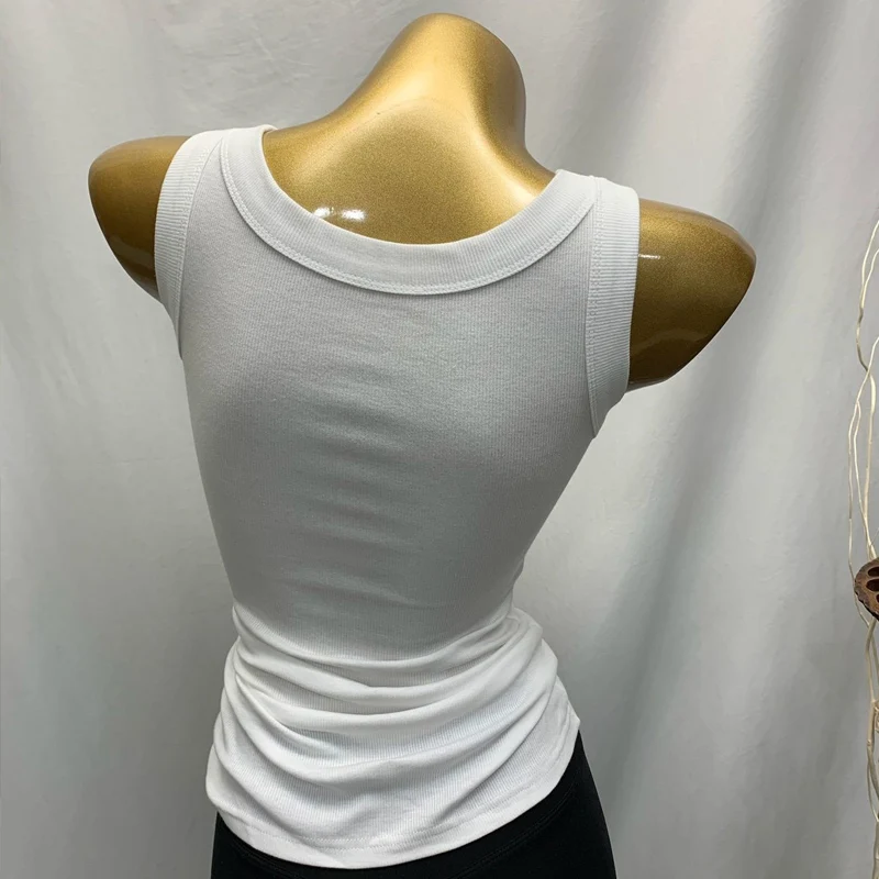 2023 Summer Round Neck Sleeveless Cotton Screw Thread Vests Women Korean Style Fashion Casual Slim Comfortable Ventilate Tank