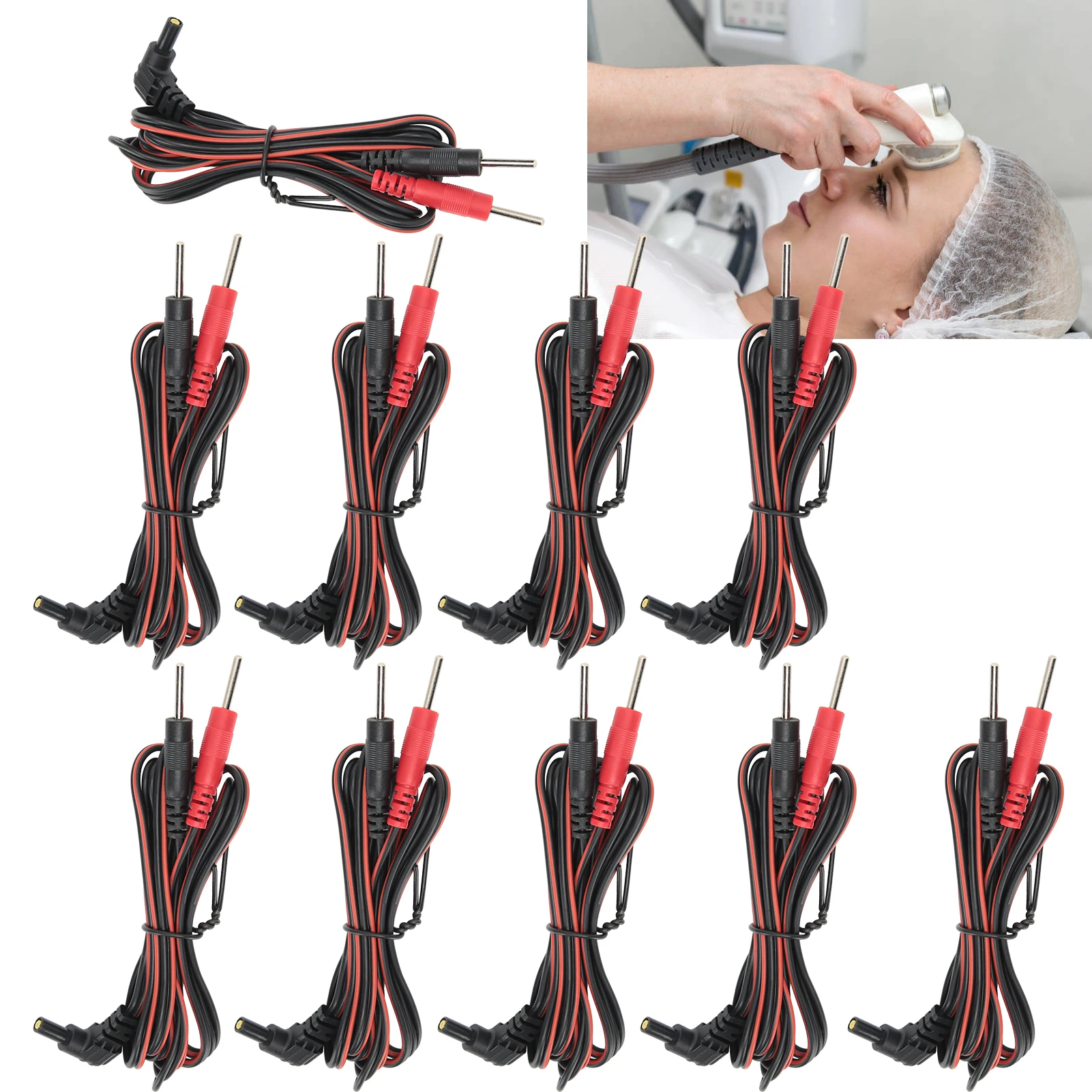 

10pcs/lot Replacement Electrode Wires Standard Pin Connection Cables 2.35mm For Tens Ems Massage Digital Therapy Device