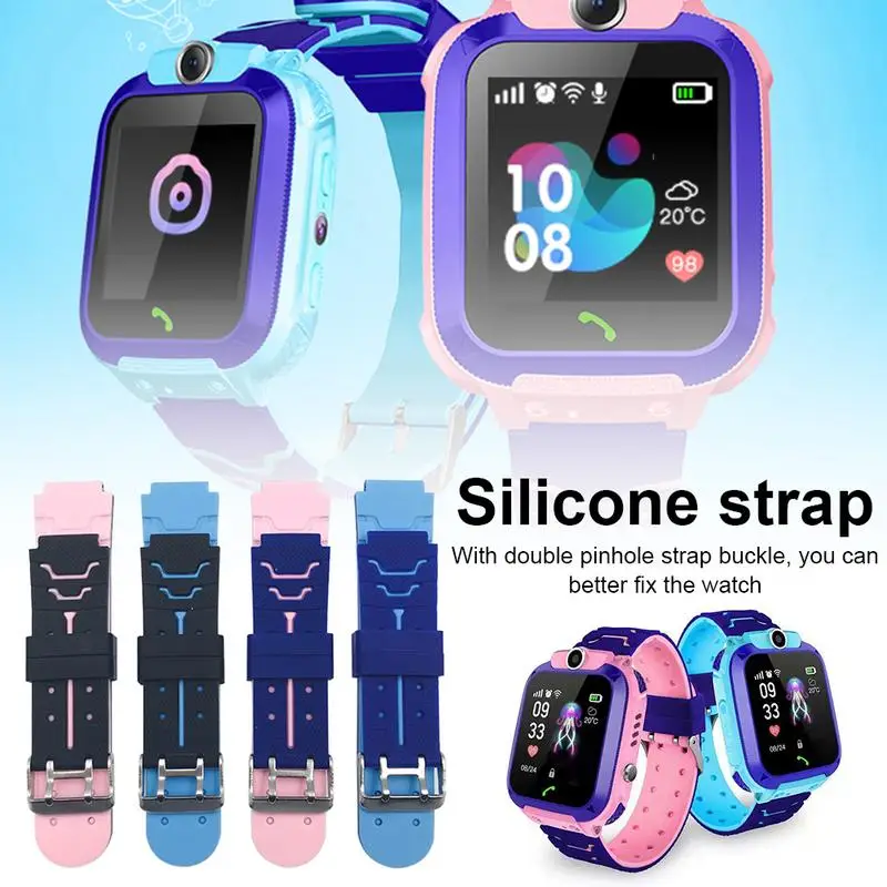 16mm Silicone Strap For 5G Children Smart Watch Phone Watch Video Call Two-Color Wristband 185mm 20mm Strap For 16mm Spring Bar