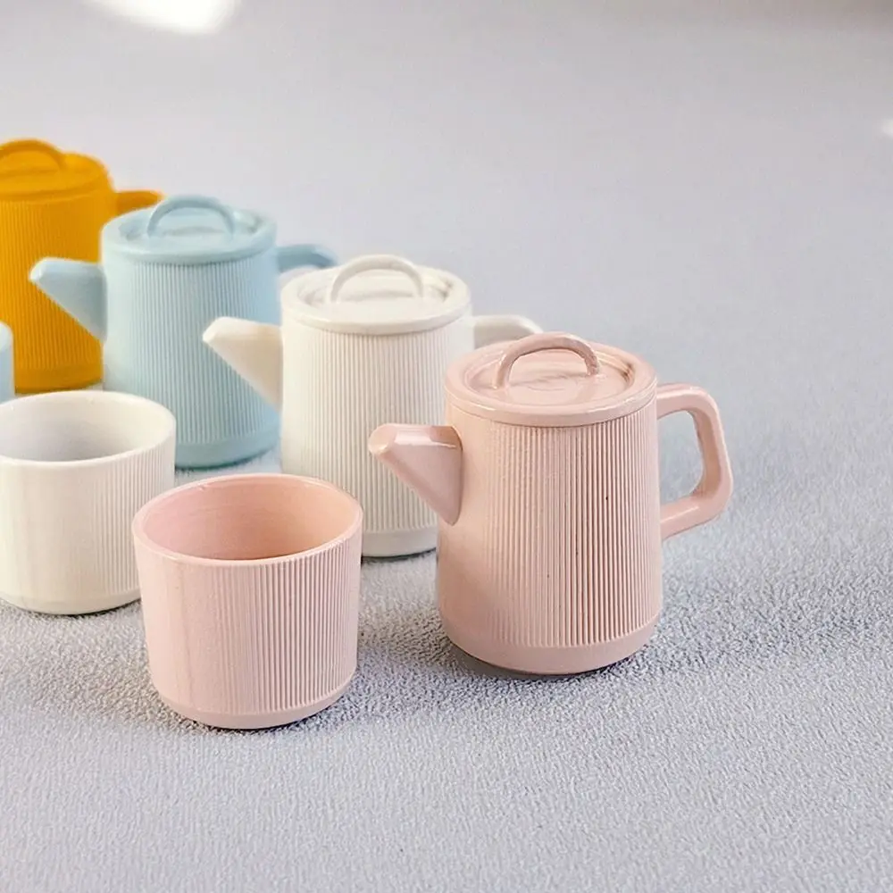 1/6 Dollhouse Teapot Doll Accessories Multicolor Doll Kettle Cup Set Dollhouse Furniture Playing House Miniature Drinkware