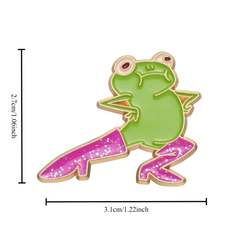 2 Pcs Cartoon Cowboy Goose Frog Brooch Metal Badge of A Frog Wearing Pink Boots Bag Overcoat Decoration Brooch