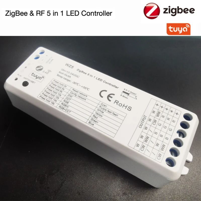 Tuya Zigbee LED Controller DC12V 24V Dimmer RGB RGBW RGBCCT Led Strip Light 2.4G RF Wireless Touch Remote Controller for Alexa