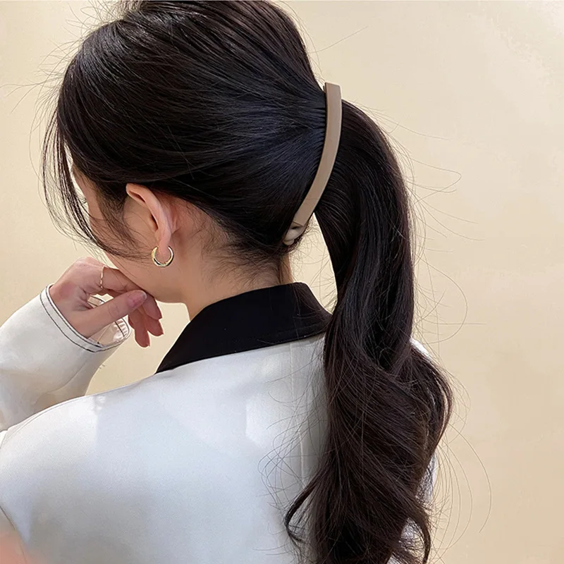 Neue Schlichte Haarspange Pferdeschwanzhalter Matt Einfarbig Modisch Minimalistisch Haarklammer Rutschfester Pferdeschwanzclip Haaraccessoires für Frauen – Detail 22