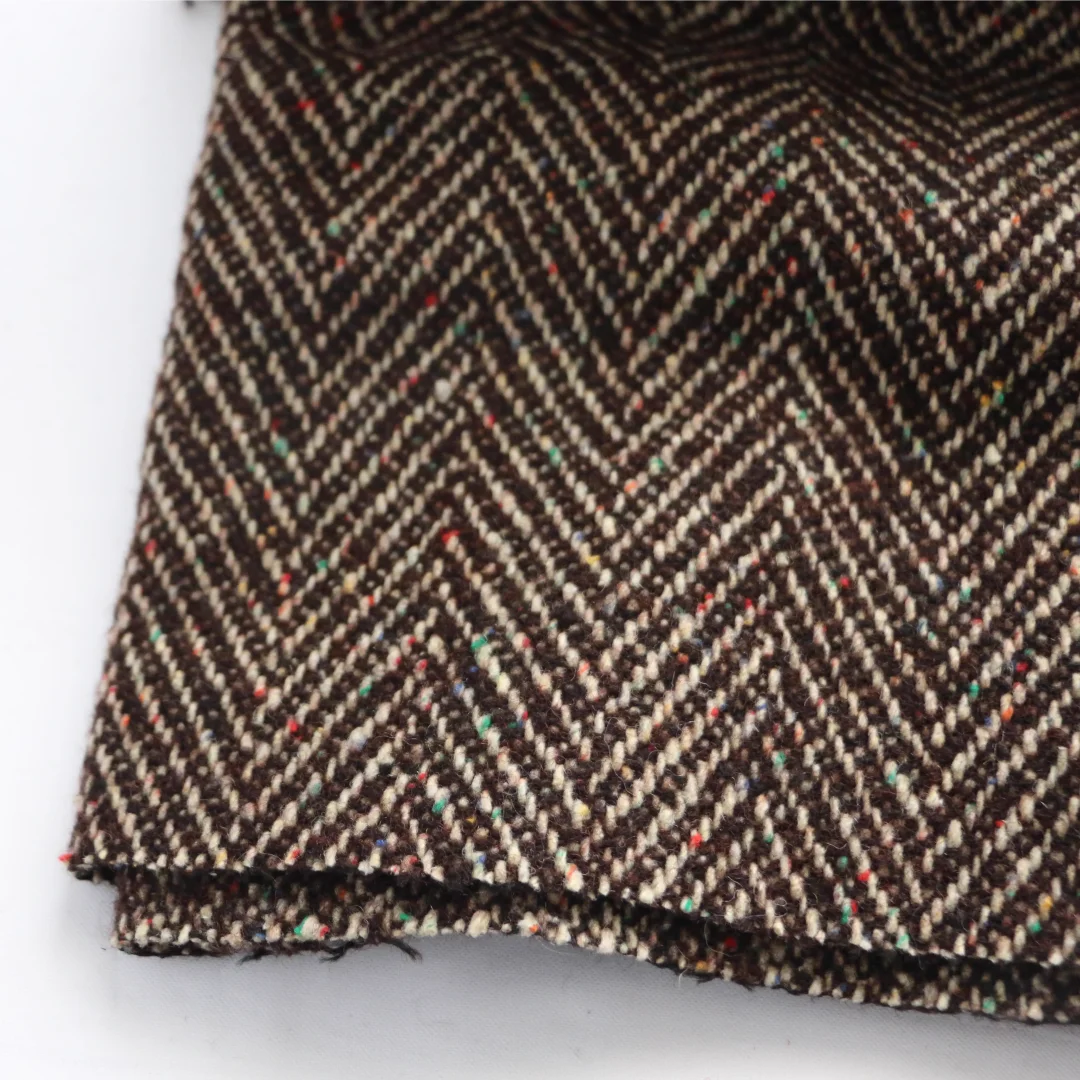 20% lana a spina di pesce addensato Tweed tessuto tinto in filo con punti colorati per cucire cappotto Blazer fai da te