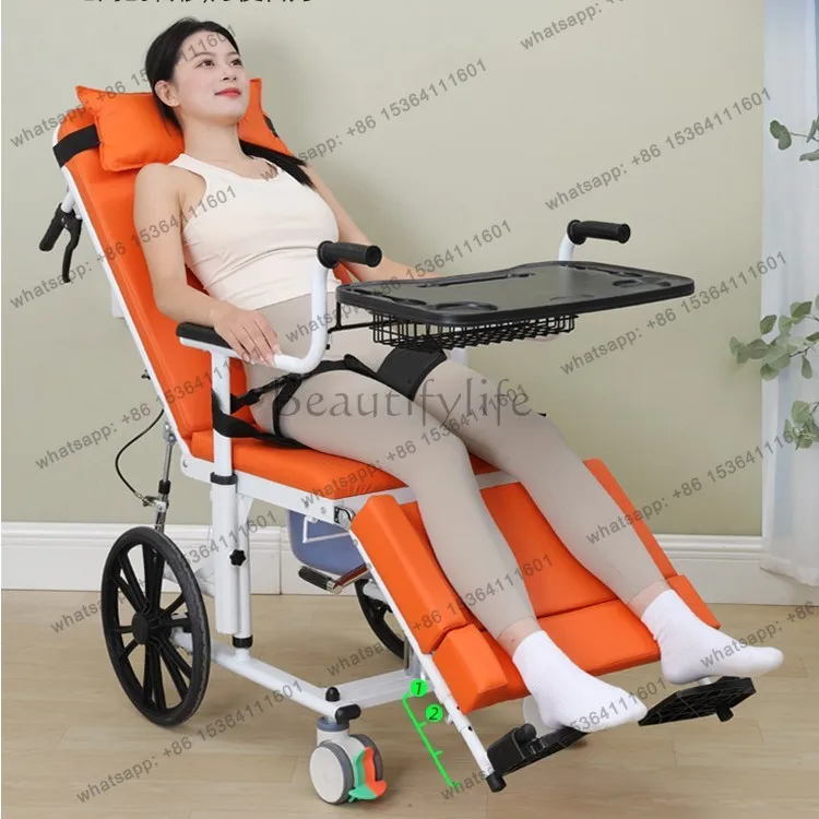 YJ Elderly Hydraulic Transfer Lift Full Semi Lie Down Design Large Wheel Patient Mover With Armrest Transfer Slide Sheet