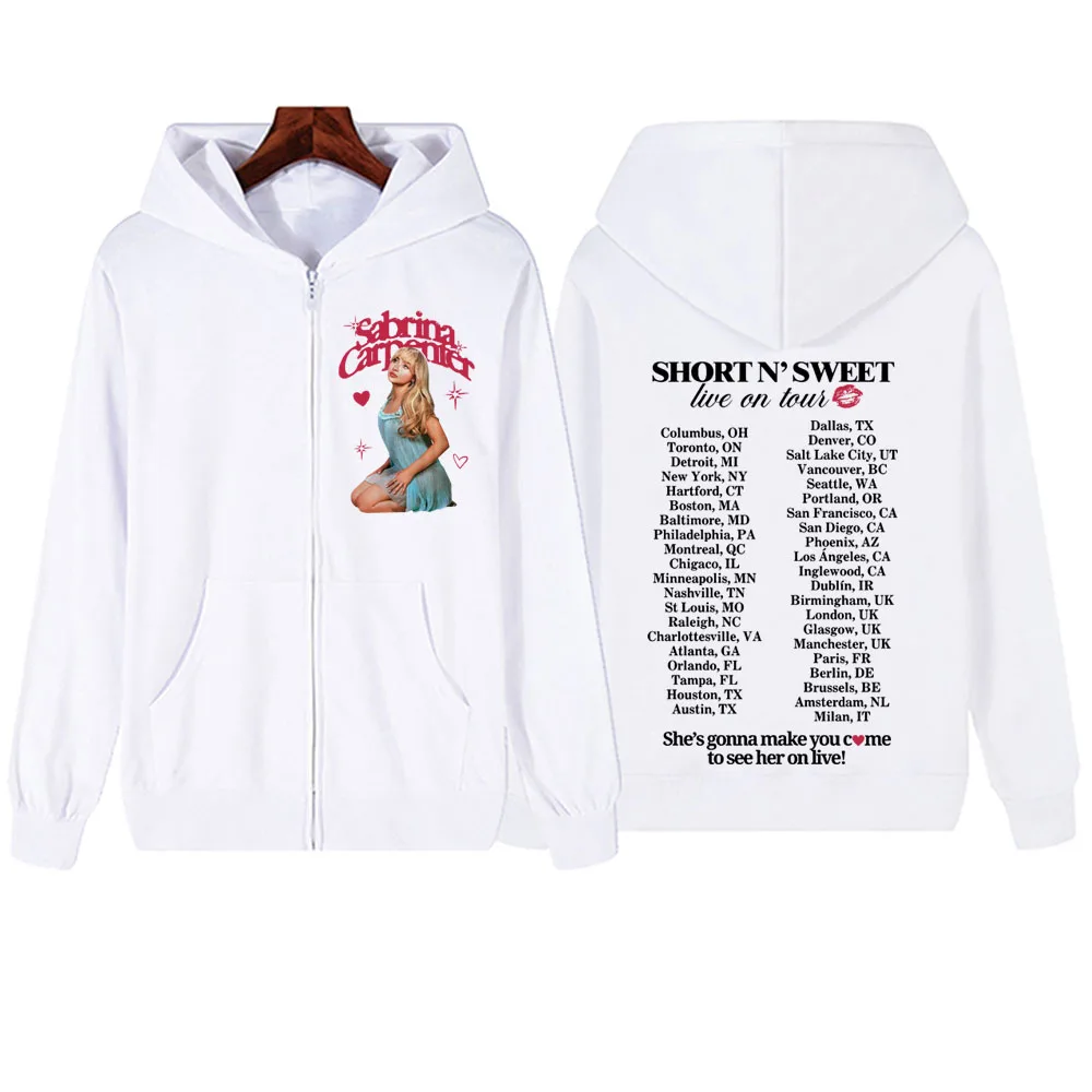 Sabrina Carpenter Short N\' Sweet Zipper Hoodie  Harajuku Pullover Tops Sweatshirt Streetwear Loose Classic Simple Long Sleeve