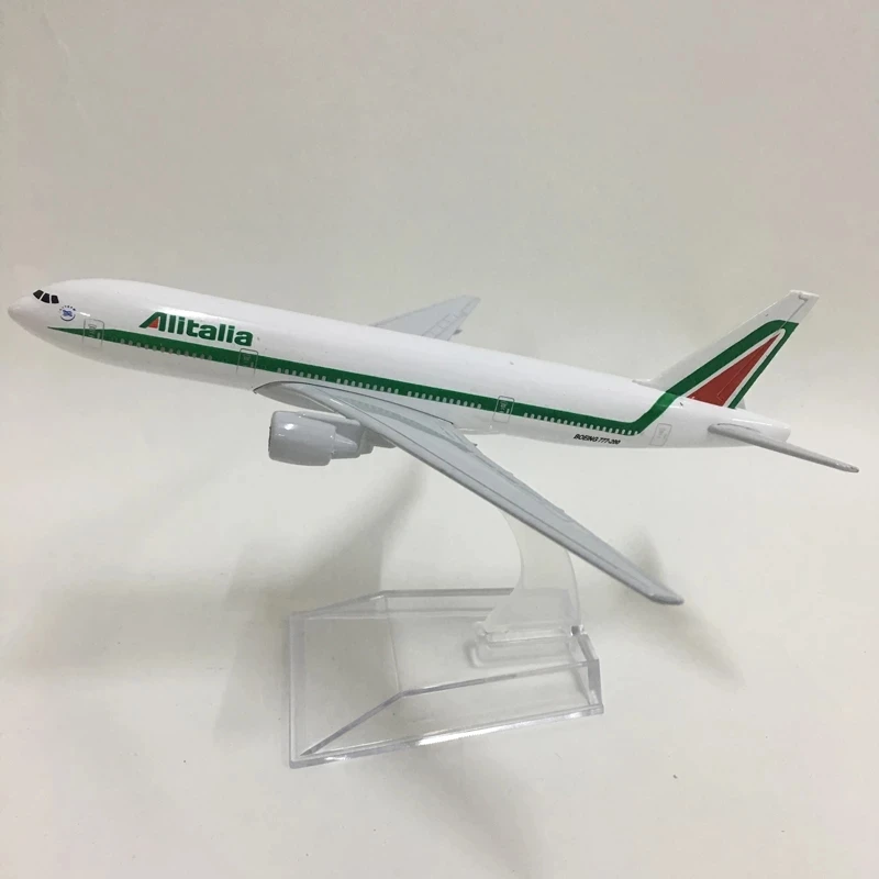 16cm Plane Airplane Model Alitalia Boeing 777 Aircraft Model Diecast Metal Airplanes Model 1:400 Plane Toy Gift