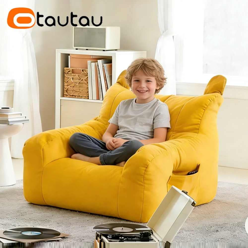 OTAUTAU Small Cotton Linen Bean Bag Cover 3-5 Age Children Pouf Beanbag Cover SF634【No Filler!Please Buy Filler Yourself!】