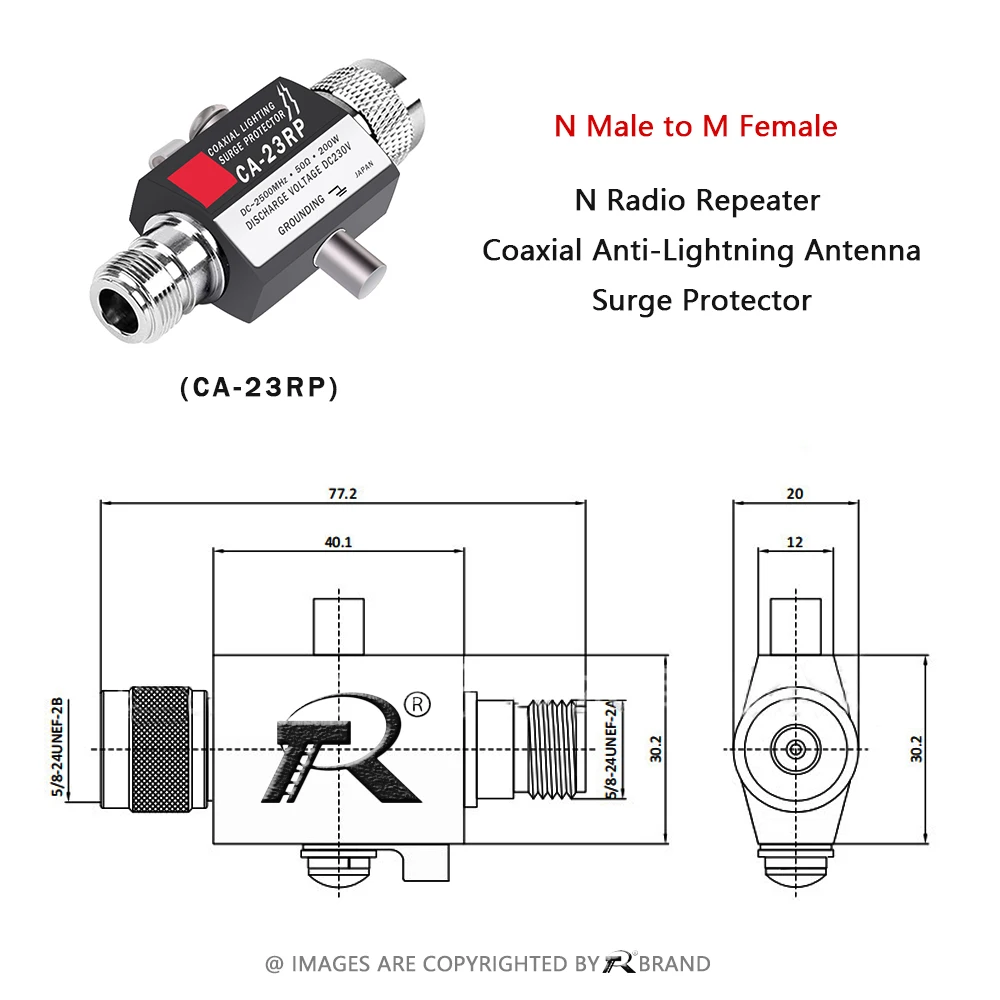 1PCS CA-23RP/CA-35RS PL259 SO239 N Radio Repeater Coaxial Anti-Lightning Antenna Surge Protector 50 Ohm