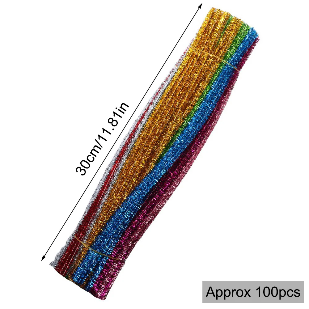 Glitter Pipe Cleaners Craft Supplies - 100pcs Pipe Cleaners Chenille Stems for Craft Kids DIY Art Supplies (6 mm x 12 cali)