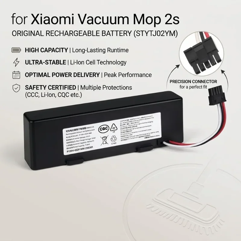 Aleaivy Long Lasting 14.4V Battery Li-ion Pack for Xiaomi Mijia Robot Vacuum Cleaner Mop 2S XMSTJQR2S Spare Accessories Parts