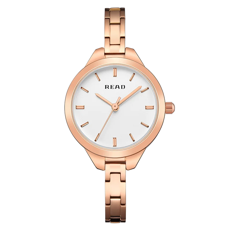 READ Round White Dial Ladies Quartz Watch | Rose Gold Metal Bracelet | 3ATM Daily Waterproof | High Hardness Glass