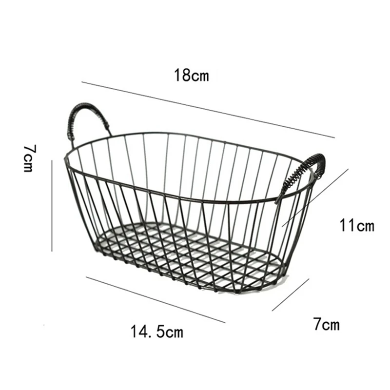 Korea INS Nordic Style Retro Wrought Iron Fruit Basket Snack Tray Mini Coffee Table Hollow Storage Baskets