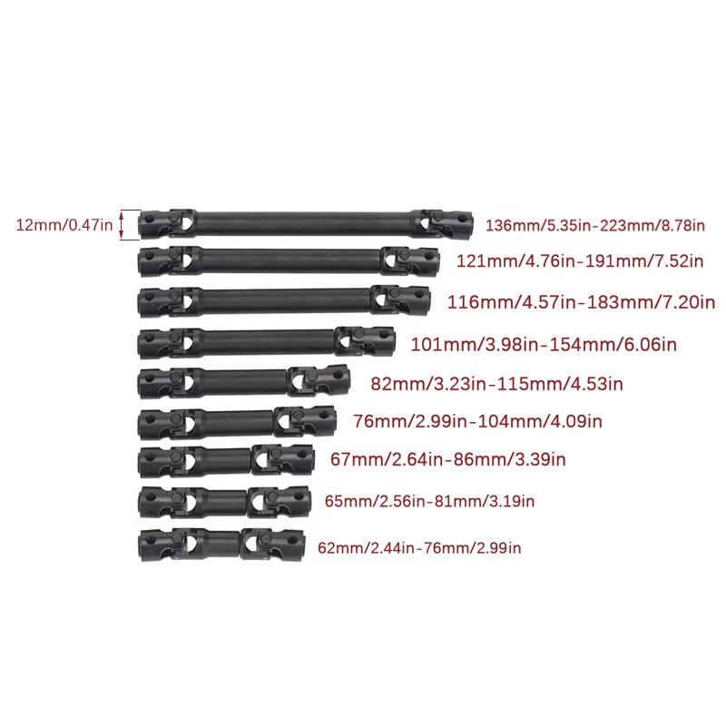 

1:10 Универсальный пульт дистанционного управления, альпинистский автомобиль, усиленный приводной вал, закаленная сталь, внутренний шплив, совместимый с Scx10 Trx4 Redcat Gen8 Rgt D90