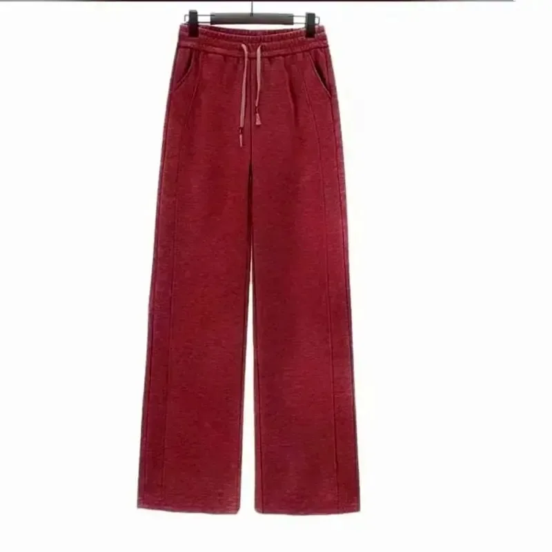 

Women's Heavyweight Drawstring Straight Leg Pants Casual Slimming Trousers