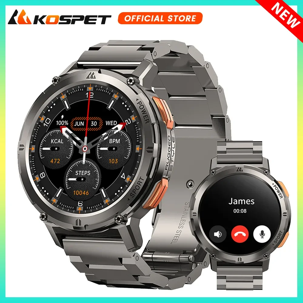 Original KOSPET TANK T2 Ultra Smartwatches For Men Fitness AOD Smart Watch Bluetooth Call Electronic Digital Men's Smart Watch