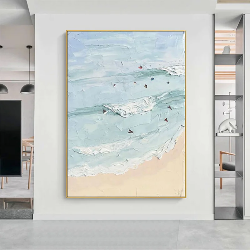 

Handmade Abstract 3D Painting Beach Vacation Painting Canvas Wall Art Decoration Living Room Hotel Abstract Landscape Painting