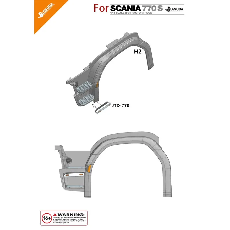 Pedale in metallo per camion RC con luce per 1/14 Tamiya SCANIA 770S 6X4 56368 8X4 56371 Accessori di aggiornamento per auto