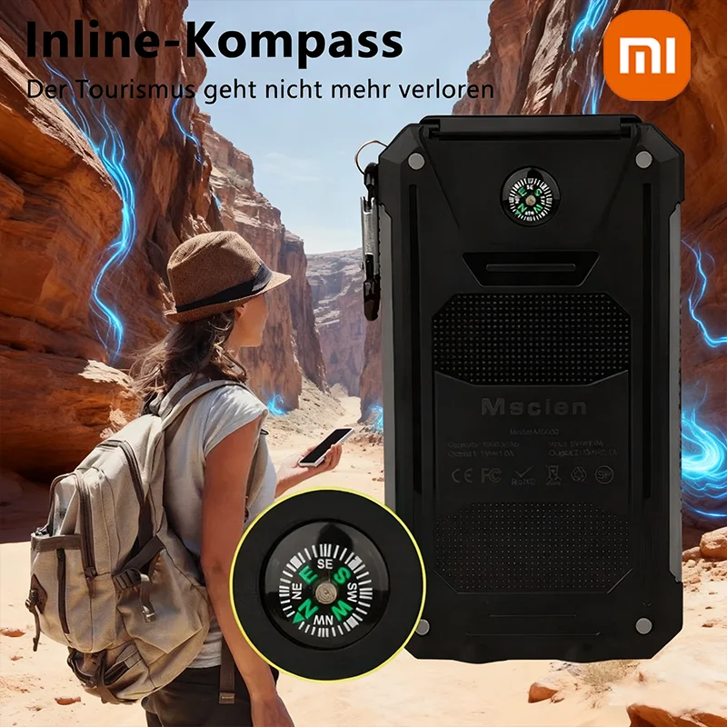 Xiaomi بنك الطاقة الشمسية 80000mAh المحمولة شحن Poverbank شاحن بطارية خارجي ضوء قوي LDE ضوء لجميع الهواتف الذكية