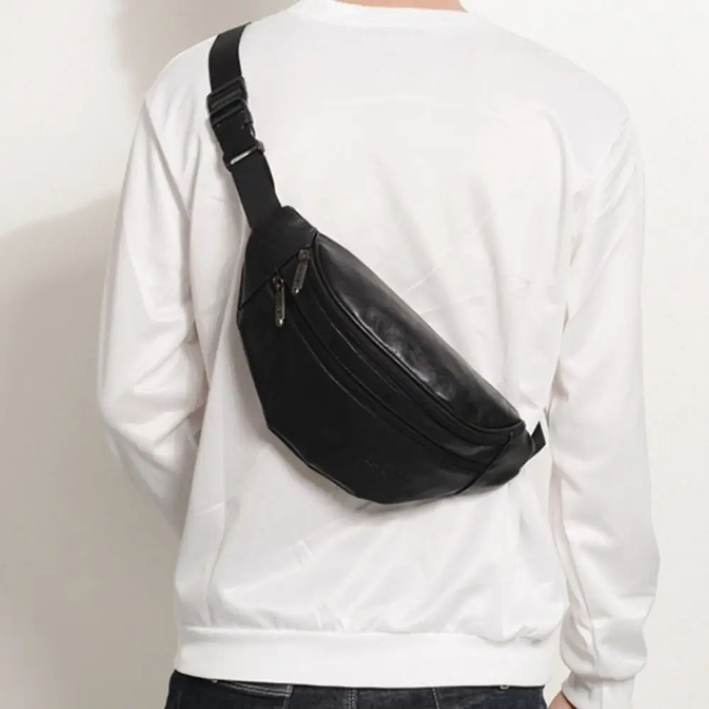 

Trendy Vintage Men's Waist Bag PU Leather Multiple Pockets Waist Fanny Pack Crossbody Retro Casual Chest Bag Men