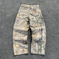 Y2k Jeans New America Street Camouflage Pattern Baggy Denim Pants Fashion Women Clothing High Waist Straight Leg Wide Leg Jeans